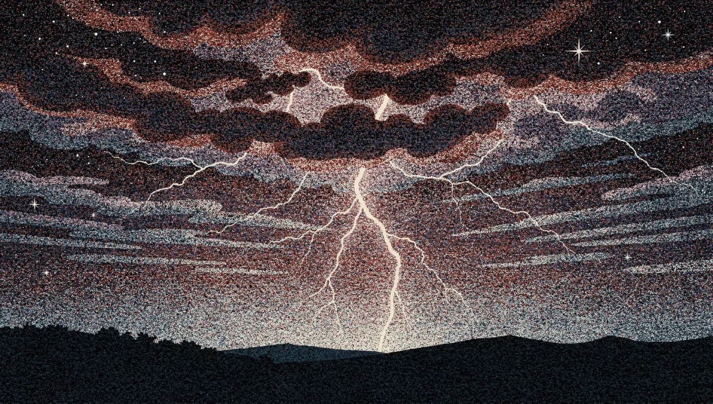 Illustration of a stormy night sky