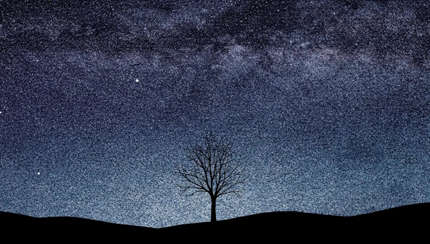 Illustration of a clear starry night sky with no aurora